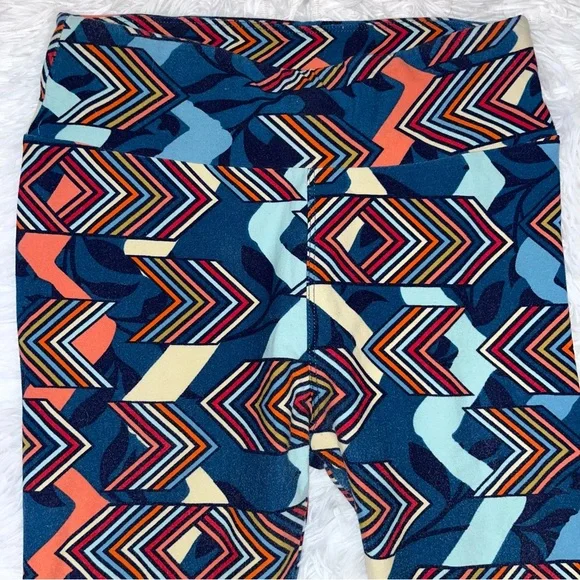 LULAROE Blue Multi Color Bold Pattern Leggings One Size - Bundle Lot of 3 - Picture 7 of 13
